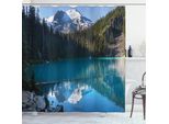 Abakuhaus Tenda Da Doccia Paesaggio, Snowy Mountain Frozen, Set Incl. 12 Ganci In Tessuto Impermeabile, Antibatterico E Antimuffa, 175 X 180 Cm, Blu-Bianco-Verde