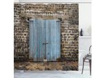 Abakuhaus Tenda Da Doccia Rustica, Muro Di Pietra Medievale, Colori Chiari In Tessuto, Incl. 12 Ganci, Resistente Al Colore, Alla Muffa E All'acqua, 175 X 180 Cm, Blu Grigio