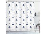 Abakuhaus Tenda Da Doccia Con Ancore, Ancore E Teschi, Lavabile E Facile Da Pulire Con 12 Ganci Stampa Di Alta Qualità Colori Resistenti Durevole, 175 X 180 Cm, Blu Navy