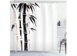 Tenda Da Doccia In Bambù Abakuhaus, Motivo Asian Bamboo, Resistente A Sapone, Batteri, Muffa E Acqua, Incl. 12 Ganci E Colori Resistenti, 175 X 180 Cm, Crema Nera