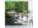 Abakuhaus Tenda Da Doccia Wald, Riverbed Rock Trees, Stampa Personalizzata, 12 Ganci Inclusi, Colori Resistenti, Decorativa Con Colori Chiari, 175 X 180 Cm, Verde-Grigio-Bianco