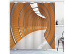 Abakuhaus Tenda Da Doccia Moderna, Tunnel Lungo Geometrico, Stampa Digitale Su Tessuto, Incl. 12 Ganci, Resistente Al Lavaggio, Impermeabile E Antibatterica, 175 X 180 Cm, Arancione Grigio