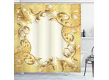 Abakuhaus Tenda Da Doccia Pearls, Decorazione Floreale Dorata, Set Incl. 12 Ganci In Tessuto Impermeabile Resistente A Batteri E Muffe, 175 X 180 Cm, Giallo Crema