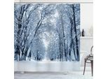 Abakuhaus Tenda Da Doccia Invernale, Alberi Innevati Nella Foresta, Set Incl. 12 Ganci In Tessuto Impermeabile Resistente A Batteri E Muffe, 175 X 180 Cm, Azzurro Nero Bianco