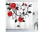Abakuhaus Tenda Da Doccia Gotica, Giardino Di Rose Vorticose, Con Set Di 12 Anelli Impermeabile Elegante Moderna Colori Resistenti E Antimuffa, 175 X 180 Cm, Vermilion Bianco E Nero