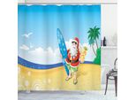 Abakuhaus Tenda Da Doccia Natalizia, Sankt Auf Strand-Brandung, Stampa Digitale Su Tessuto, Incl. 12 Ganci, Resistente Al Lavaggio, Resistente All'acqua E Ai Batteri, 175 X 180 Cm, Blu E Giallo