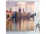 Abakuhaus Tenda Da Doccia Paesaggio, Fiume Praga E Ponte, Opaca, Incl. 12 Anelli, Resistente A Batteri E Muffe, 175 X 180 Cm, Multi