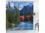 Abakuhaus Tenda Da Doccia Naturale, Lake Louise Banff Village, Resistente A Batteri E Muffe, Incl. 12 Ganci Lavabile Elegante Stampa Digitale, 175 X 180 Cm, Turchese Waldgren