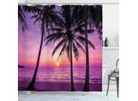 Abakuhaus Tenda Da Doccia Ocean, Silhouette Di Palme Viola, Resistente Ai Batteri E Alla Muffa, Incl. 12 Ganci Lavabile Elegante Stampa Digitale, 175 X 180 Cm, Viola Nero