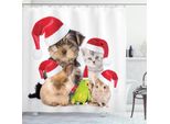 Abakuhaus Tenda Da Doccia Natalizia, Tema Natalizio Animali Domestici, Set Incl. 12 Ganci In Tessuto Impermeabile Resistente A Batteri E Muffe, 175 X 180 Cm, Multi