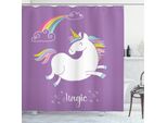 Abakuhaus Tenda Da Doccia Unicorno, Viola Arcobaleno Per Bambini, Con Set Di 12 Anelli Impermeabile Elegante Moderna Colori Resistenti E Antimuffa, 175 X 180 Cm, Lavanda Bianco