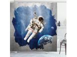 Abakuhaus Tenda Da Doccia Spaziale, Planet Earth Art Outer, Stampa Digitale Su Tessuto, Incl. 12 Ganci, Resistente Al Lavaggio, Resistente Ai Batteri, 175 X 180 Cm, Blu Pieghevole