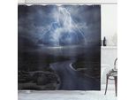 Abakuhaus Tenda Da Doccia Naturale, Temporale Sulla Strada, Stampa Digitale Su Tessuto, Incl. 12 Ganci, Resistente Al Lavaggio, Resistente Ai Batteri, 175 X 180 Cm, Blu Scuro Grigio