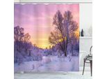 Abakuhaus Tenda Da Doccia Wald, Paesaggio Con Tramonto, Set Incl. 12 Ganci In Tessuto Impermeabile, Antibatterico E Antimuffa, 175 X 180 Cm, Rosa E Bianco