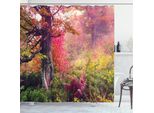 Abakuhaus Tenda Da Doccia Wald, Alberi Autunnali Maestosi, Stampa Digitale Su Tessuto, Incl. 12 Ganci, Resistente Allo Scolorimento E Ai Batteri, 175 X 180 Cm, Rosso-Verde-Marrone