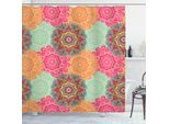 Abakuhaus Tenda Da Doccia Mandala, Mandala Tribale Antico, Impermeabile, Incl. 12 Anelli, Resistente A Batteri E Muffe, 175 X 180 Cm, Fucsia Arancione