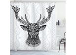 Abakuhaus Tenda Da Doccia Con Motivo Cervo, Bohem Ethnic Deer, Resistente A Saponi, Batteri, Muffe E Acqua, Incl. 12 Ganci E Colori Resistenti, 175 X 180 Cm, Bianco E Nero
