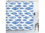 Abakuhaus Tenda Da Doccia Blu, Motivi Acquerellati Blu, Resistente A Sapone, Batteri, Muffa E Acqua, Incl. 12 Ganci E Colori Resistenti, 175 X 180 Cm, Blu