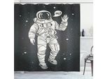 Abakuhaus Tenda Da Doccia Nebel, Cartoon Astronaut Weltraum, Opaca, Incl. 12 Anelli, Resistente A Batteri E Muffe, 175 X 180 Cm, Grigio Antracite
