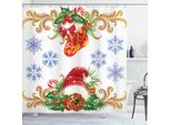 Abakuhaus Tenda Da Doccia Natalizia, Cappello Da Babbo Natale, Stampa Personalizzata, 12 Ganci Inclusi, Colori Resistenti, Decorativa Con Colori Vivaci, 175 X 180 Cm, Multipla