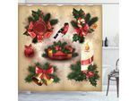 Abakuhaus Tenda Da Doccia Natalizia, Ornamenti Vintage, Resistente A Saponi, Batteri, Muffa E Acqua, Incl. 12 Ganci E Colori Resistenti, 175 X 180 Cm, Multicolore