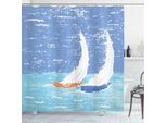 Abakuhaus Tenda Da Doccia Nautica, Grunge Barca A Vela Oceano, Set Incl. 12 Ganci In Tessuto Impermeabile Resistente A Batteri E Muffe, 175 X 180 Cm, Azzurro