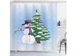 Abakuhaus Tenda Da Doccia Natalizia, Pupazzo Di Neve E Albero, Resistente Ai Batteri E Alla Muffa, Incl. 12 Ganci Lavabile Elegante Stampa Digitale, 175 X 180 Cm, Blu Verde