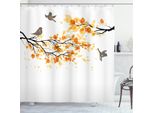 Abakuhaus Tenda Da Doccia Fallen, Uccelli In Volo E Foglie, Stampa Digitale Su Tessuto, Incl. 12 Ganci, Resistente Allo Scolorimento, All'acqua E Ai Batteri, 175 X 180 Cm, Giallo Crema