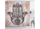 Abakuhaus Tenda Da Doccia Hamsa, Mystic Mandala Eastern, Stampa Personalizzata, Incl. 12 Ganci, Colori Resistenti, Decorativa Con Colori Chiari, 175 X 180 Cm, Crema E Marrone