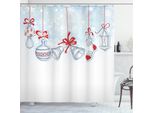 Abakuhaus Tenda Da Doccia Natalizia, Stile Retrò, Resistente A Batteri E Muffe, Incl. 12 Ganci Lavabile Elegante Stampa Digitale, 175 X 180 Cm, Bianco E Rosso