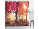 Abakuhaus Tenda Da Doccia Wald, Fiori Nel Parco In Autunno, Resistente A Batteri E Muffe, Incl. 12 Ganci Lavabile Elegante Stampa Digitale, 175 X 180 Cm, Rosso-Marrone