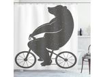 Abakuhaus Tenda Da Doccia Vintage, Bike Humor Hipster-BäR, Resistente Alle Muffe E Ai Batteri, Incl. 12 Ganci, Lavabile, Elegante Stampa Digitale, 175 X 180 Cm, Grigio