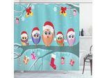 Abakuhaus Tenda Da Doccia Natalizia, Grazioso Albero Genealogico Di Gufi, Stampa Digitale Su Tessuto, Incl. 12 Ganci, Resistente Al Lavaggio, Resistente Ai Batteri, 175 X 180 Cm, Multicolore