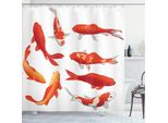 Abakuhaus Tenda Da Doccia Con Pesci Koi, Koi Shoal Animale Cinese, Con 12 Anelli Set Impermeabile Elegante Moderna Colori Resistenti E Antimuffa, 175 X 180 Cm, Arancione Bianco