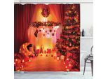 Abakuhaus Tenda Da Doccia Natalizia, Tema Natale E Capodanno, Resistente A Batteri E Muffe, Incl. 12 Ganci Lavabile Elegante Stampa Digitale, 175 X 180 Cm, Arancione