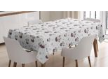 Abakuhaus Tovaglia Con Animali, Motivo Orsi E Koala, Cerchi, Adatta Per Interni Ed Esterni, Lavabile, Stampa Chiara, Non Sbiadisce, 140 X 170 Cm, Bianco, Malva, Tortora