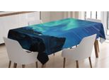 Abakuhaus Norvegia Tovaglia, Atmosfera Gloomy Borealis, Adatta Per Interni Ed Esterni Lavabile Stampa Colori Chiari Nessuno Sbiadimento, 140 X 170 Cm, Blu Mare Schiuma Di Mare Scura