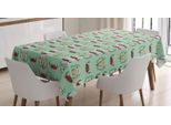 Abakuhaus Tovaglia Buffalo, Funky Floral Bison Artwork, Resistente Allo Sporco, Colori Resistenti, Lavabile, Colori Chiari Senza Scolorimento, Impermeabile, 140 X 170 Cm, Verde Menta, Corallo Scuro
