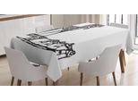 Abakuhaus Tovaglia Odyssey, Greca Storica Troy, Stampa Personalizzata Colori Vivaci Senza Scolorimento Lavabile Per Esterni, 140 X 170 Cm, Grigio Antracite E Bianco