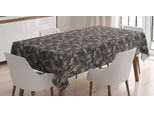 Abakuhaus Tovaglia Floreale, Fiori E Foglie Esotici, Adatta Per Interni Ed Esterni, Lavabile, Stampa Chiara, Non Sbiadisce, 140 X 170 Cm, Grigio Scuro, Marrone Scuro