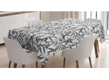 Abakuhaus Tovaglia Stampata In Bambù, Taupe Scuro, Grigio, Bianco, Adatta Per Interni Ed Esterni Lavabile Stampa Chiara Nessuno Scolorimento, 140 X 170 Cm, Acquerello Foglia Esotica