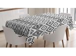 Abakuhaus Tovaglia Tribale, Grigio Antracite E Bianco, Adatta Per Interni Ed Esterni, Lavabile, Stampa Chiara, Non Sbiadisce, 140 X 170 Cm, Motivi Tribali Minimalisti
