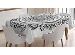Abakuhaus Tovaglia Etnica, Motivo Mandala Monocromatico, Adatta Per Interni Ed Esterni, Lavabile, Stampa Chiara, Non Scolorisce, 140 X 170 Cm, Grigio Antracite E Bianco