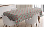 Abakuhaus Tovaglia Floreale, Fiori Astratti A Strisce, Adatta Per Interni Ed Esterni, Lavabile, Stampa Chiara, Non Sbiadisce, 140 X 170 Cm, Corallo Scuro E Verde Acqua Chiaro