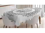 Abakuhaus Tovaglia Etnica, Mandala Con Fiori Di Loto, Adatta Per Interni Ed Esterni, Lavabile, Stampa Chiara, Non Scolorisce, 140 X 170 Cm, Grigio Antracite E Bianco