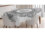 Abakuhaus Tovaglia Etnica, Mandala Floreale Monocromatico, Adatta Per Interni Ed Esterni, Lavabile, Stampa Chiara, Non Sbiadisce, 140 X 170 Cm, Grigio Antracite E Bianco