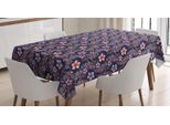 Abakuhaus Tovaglia Floreale, Tema Vendemmia - Fiori Primaverili, Adatta Per Interni Ed Esterni Lavabile Stampa Chiara Nessuno Scolorimento, 140 X 170 Cm, Blu Notte Rosa Chiaro