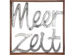 Gilde Wandrelief, Quadratisch, "Meerzeit"", Schriftzug, Aluminium, Mangoholz, Silberfarben, Ve 1, L. 2,5 Cm, B. 60 Cm, H. 60 Cm 42938"