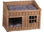 Casetta Rettangolare Per Gatti In Colore Naturale Cesto Per Gatti In Salice 56X36 H32/42 Cm