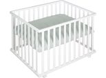 Box Roba 'Roba Style', 75 X 100 Cm, Box Con Inserto Protettivo Verde E Rotelle, Bianco